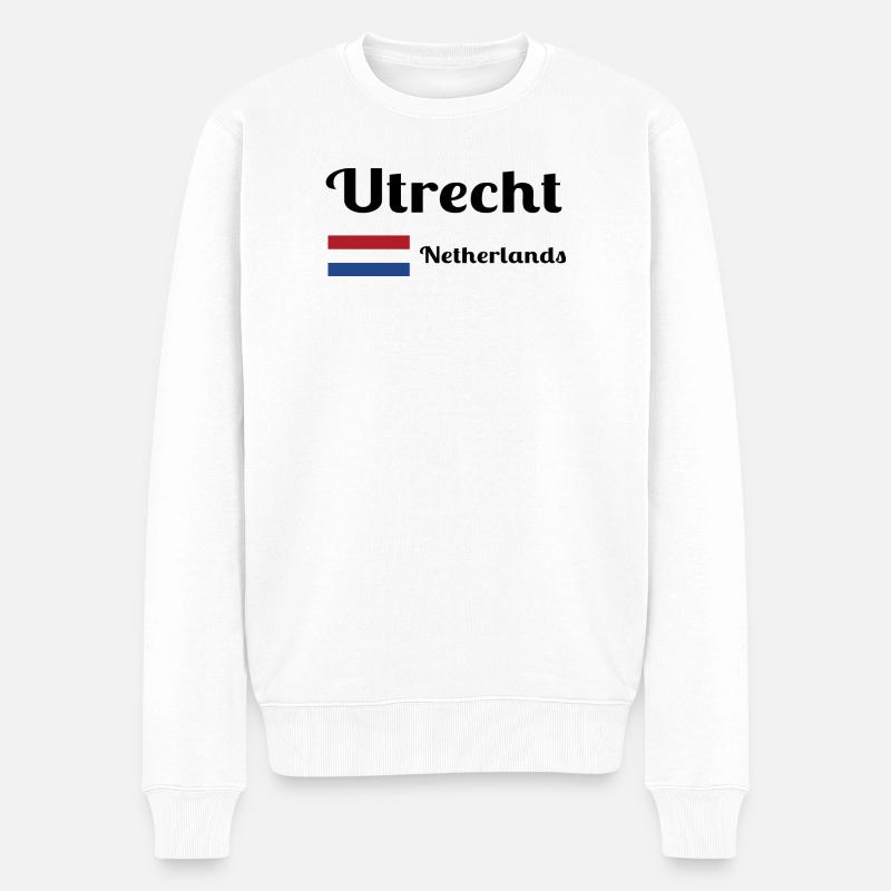 Utrecht, Pays-Bas - Imprimés élégants - Pull Premium bio Homme - blanc