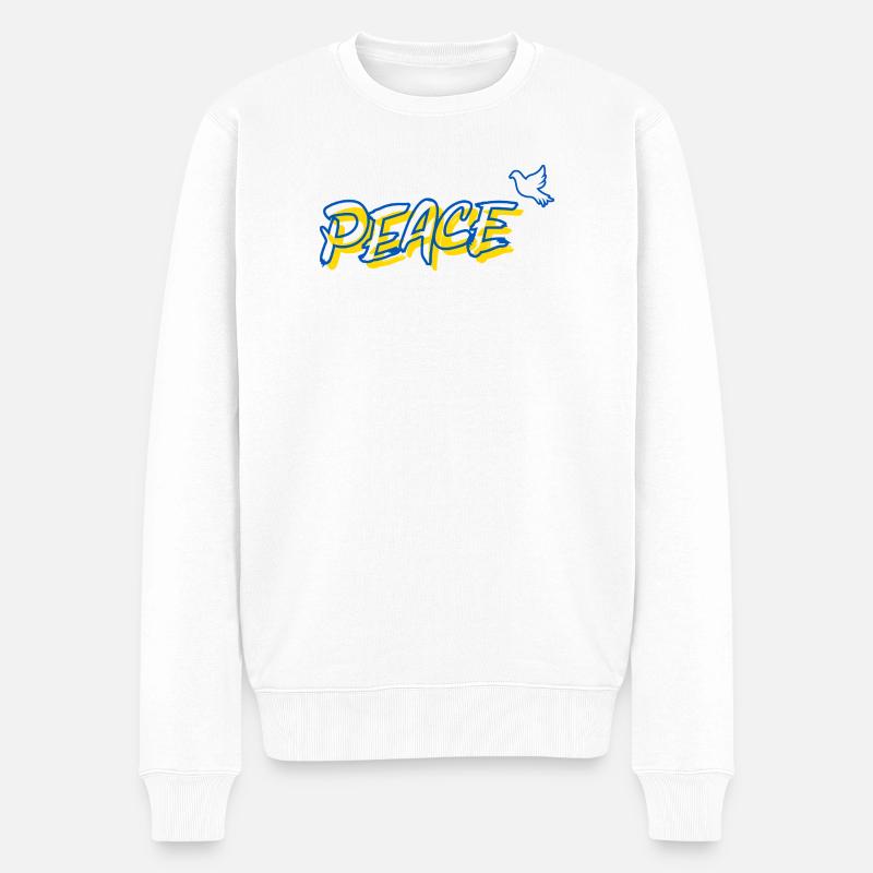 Peace Friede Urkaine Friedenstaube - Männer Premium Bio Pullover - Weiß