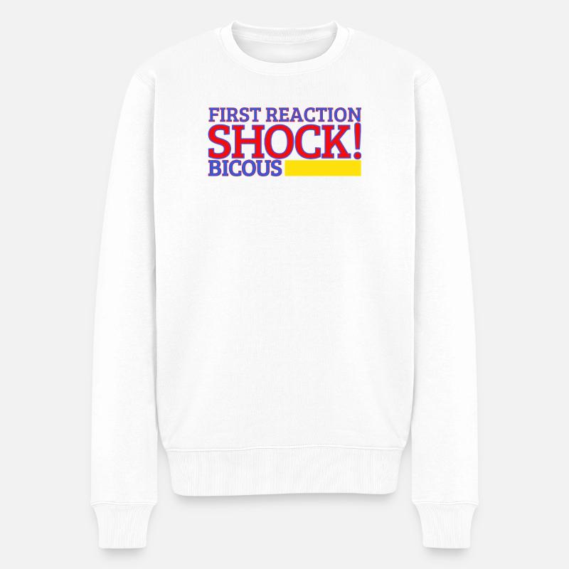Erste Reaktion Schock - Männer Premium Bio Pullover - Weiß