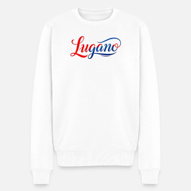 Tolles Lugano Souvenir - Männer Premium Bio Pullover - Weiß
