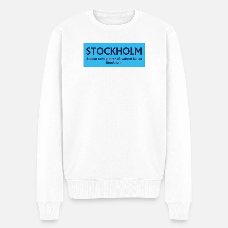 Stockholm Glitzerndes Stadtdesign - Männer Premium Bio Pullover - Weiß