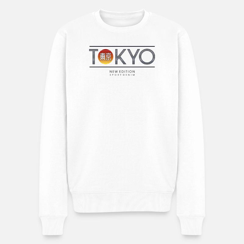 Motif Soleil Néon Tokyo - Pull Premium bio Homme - blanc