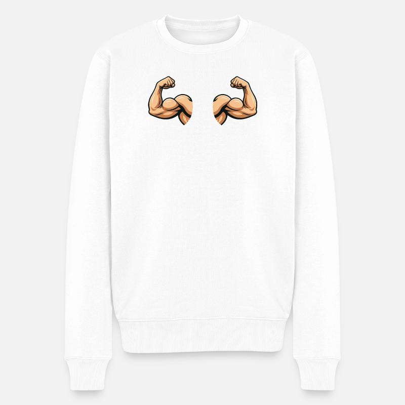 Conception musculaire à double manchon - Pull Premium bio Homme - blanc