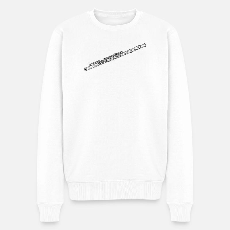 Ornament Flöte Floraldekor - Männer Premium Bio Pullover - Weiß