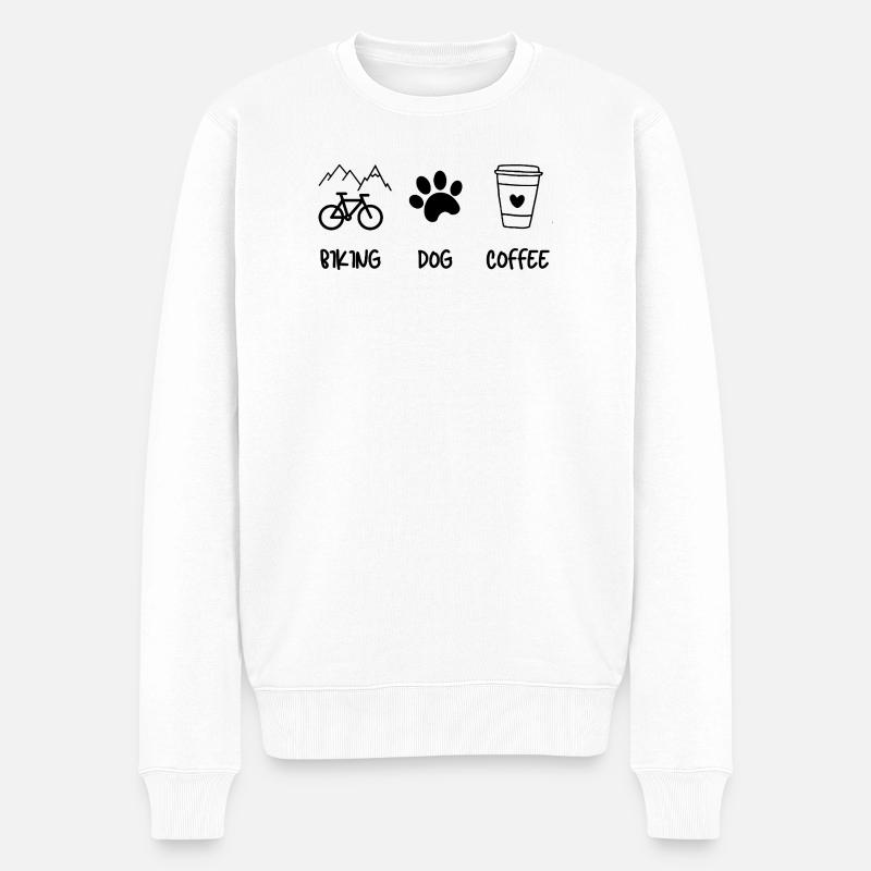 Cyclist Dog Kaffee - Männer Premium Bio Pullover - Weiß