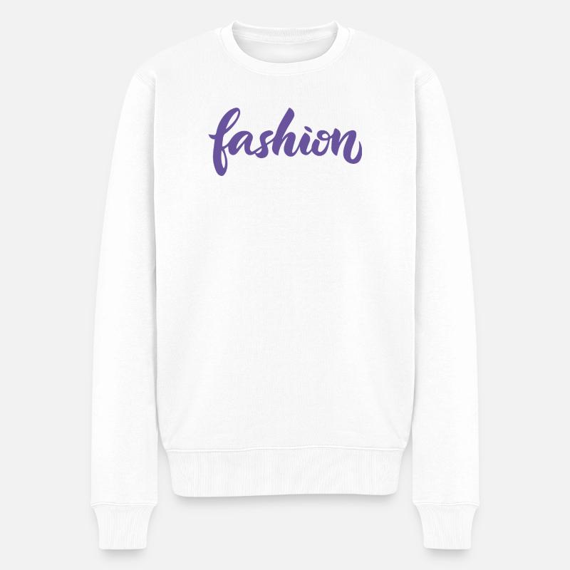 Mode-Violett-Mode-Lettering-Skript-Trend - Männer Premium Bio Pullover - Weiß