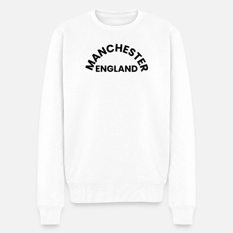 Manchester England Rundwappen - Männer Premium Bio Pullover - Weiß