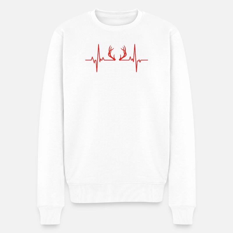 Hunting Heartbeat - Männer Premium Bio Pullover - Weiß