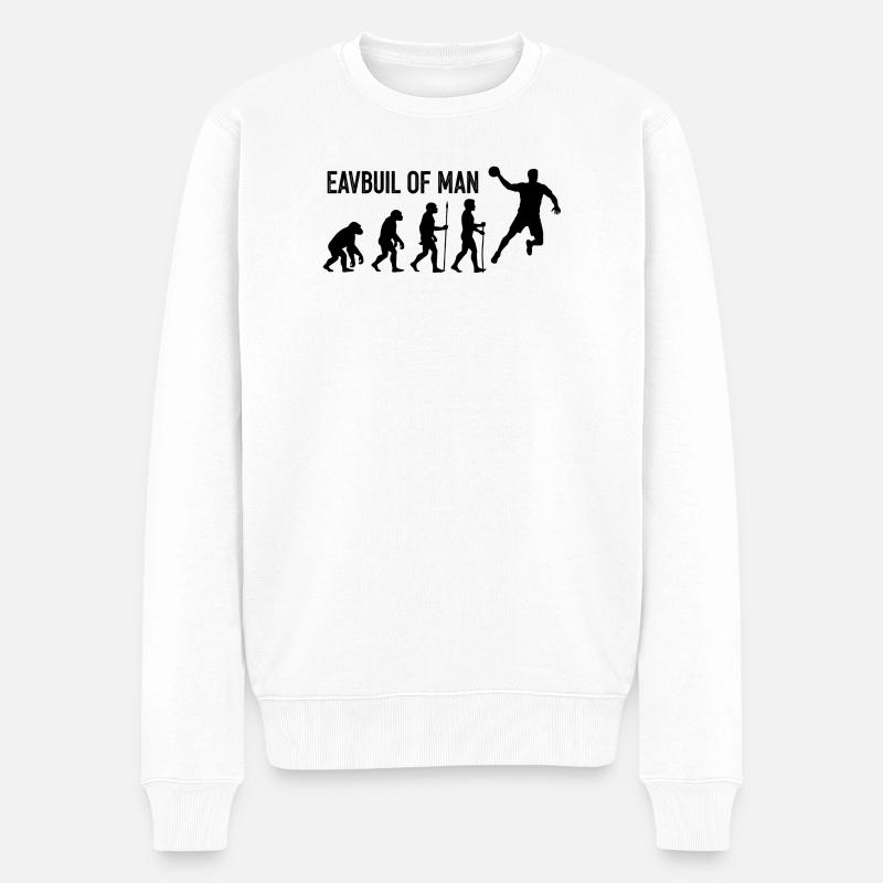 Evolution des Menschen Sprung - Männer Premium Bio Pullover - Weiß