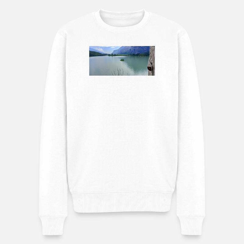Alpine Lake Sereni Reflections - Männer Premium Bio Pullover - Weiß