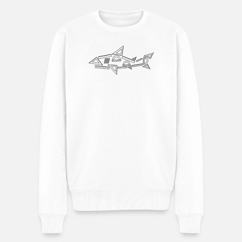 Mathe Hai - Männer Premium Bio Pullover - Weiß