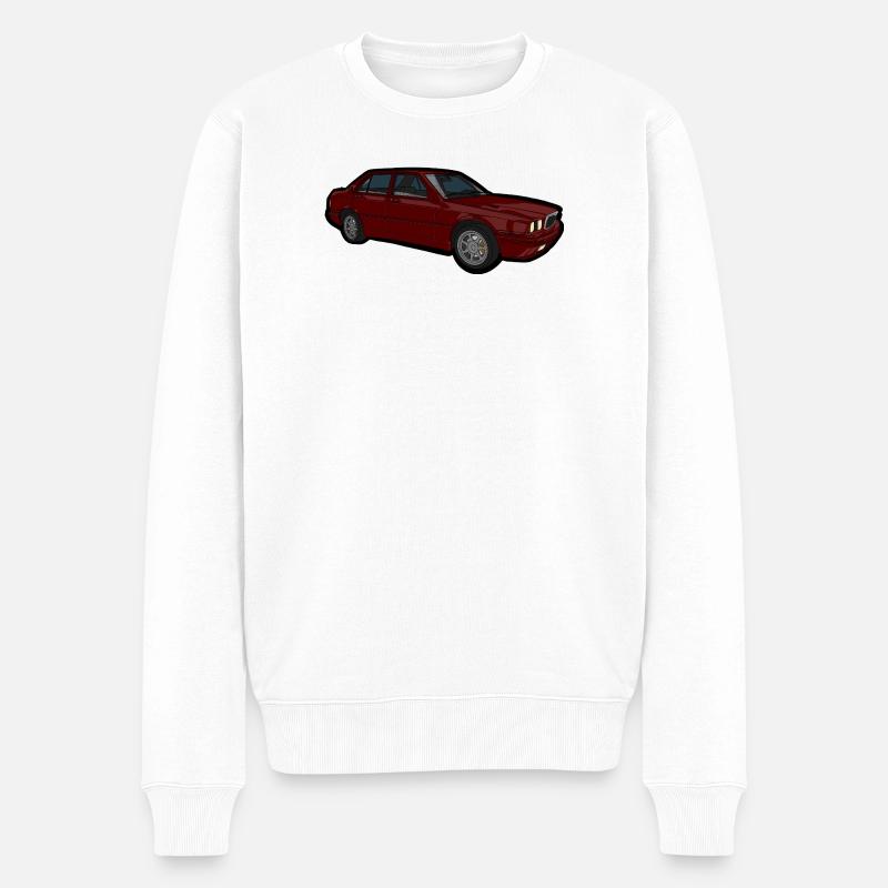 Rote Auto Illustration Retro Look - Männer Premium Bio Pullover - Weiß