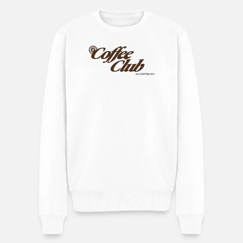 Coffee Club - Kaffee - Männer Premium Bio Pullover - Weiß