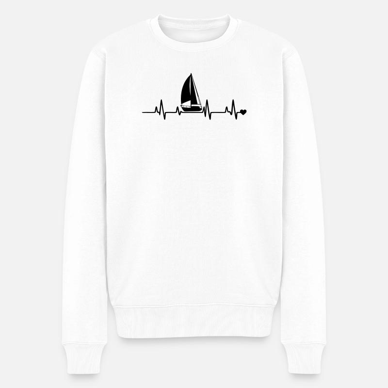 Segelboot - Männer Premium Bio Pullover - Weiß