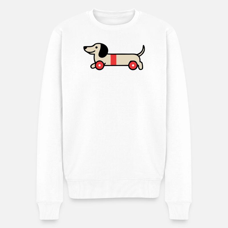 Dackel Spielzeug Holzrad Kind - Männer Premium Bio Pullover - Weiß