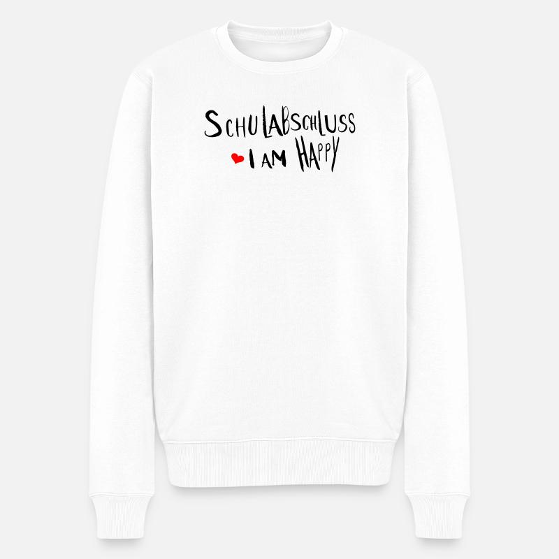 Schulabschluss  i am happy - Männer Premium Bio Pullover - Weiß