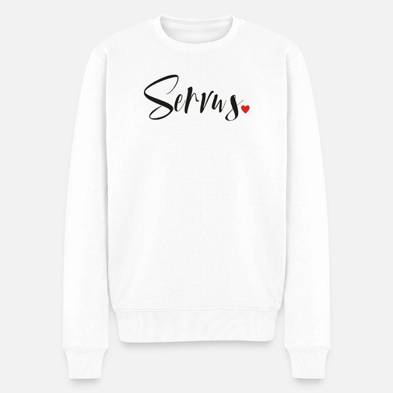 Servus - Hallo und Tschüss - Männer Premium Bio Pullover - Weiß