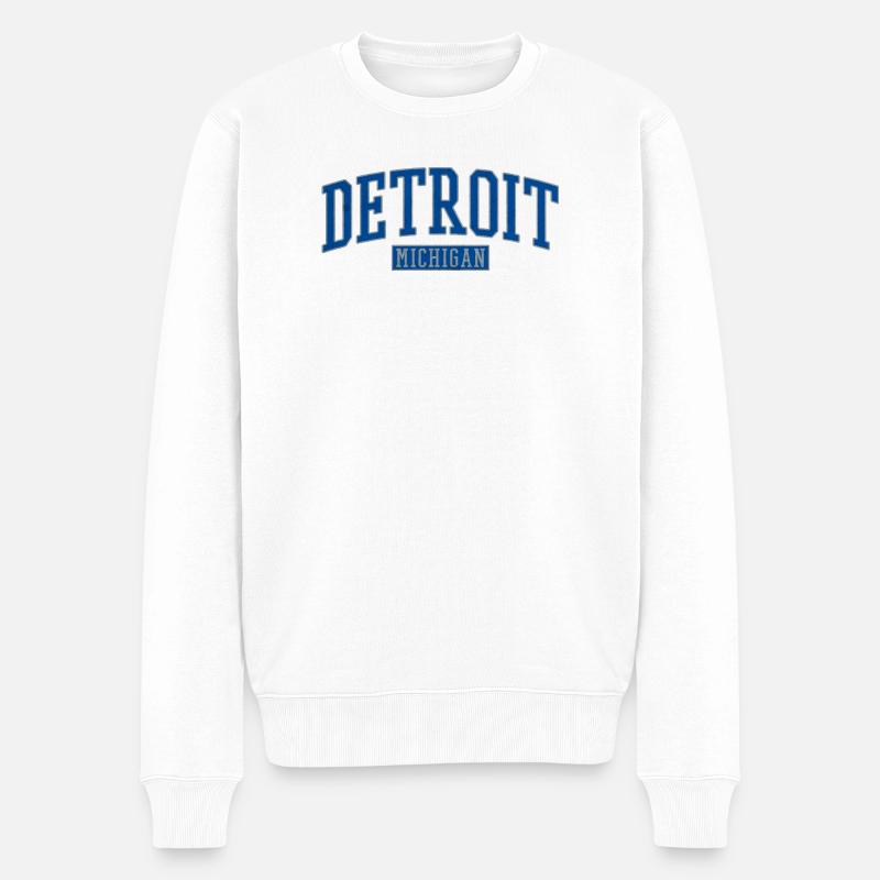 Detroit Michigan Varsity Arc - Männer Premium Bio Pullover - Weiß