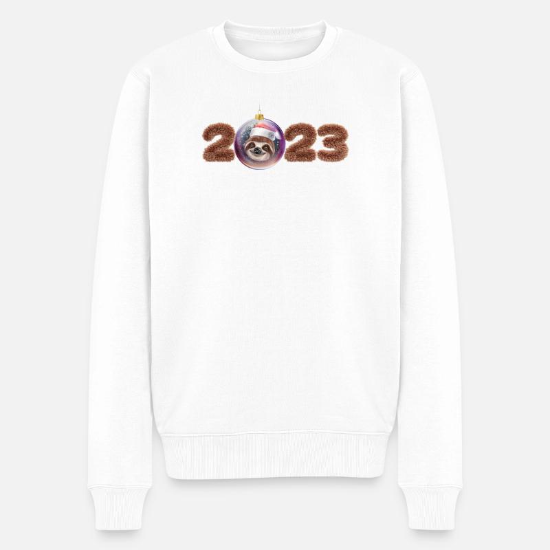 2023 boule de Noël paresseux mignon - Pull Premium bio Homme - blanc