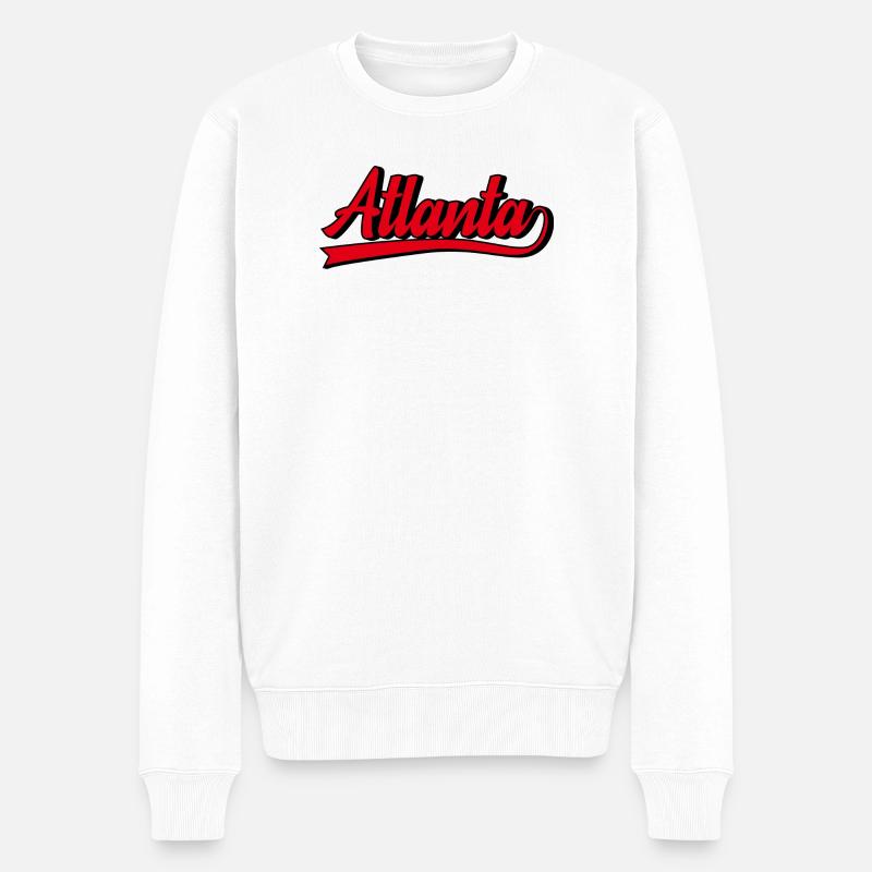 Lettrage Atlanta Style Rétro Rouge - Pull Premium bio Homme - blanc