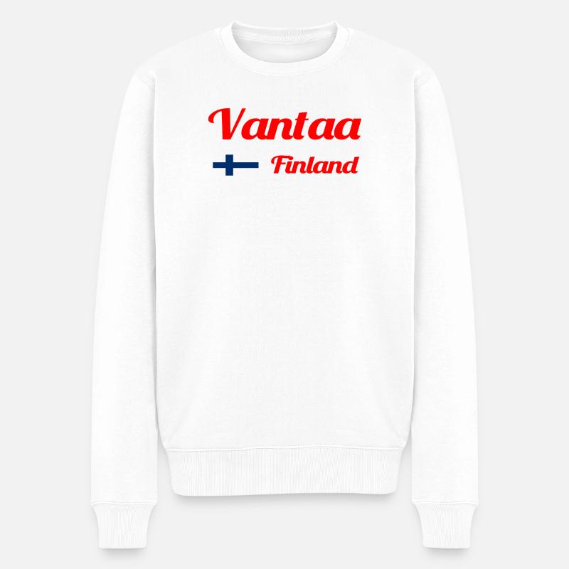 Vantaa Finnland Drucken - Männer Premium Bio Pullover - Weiß