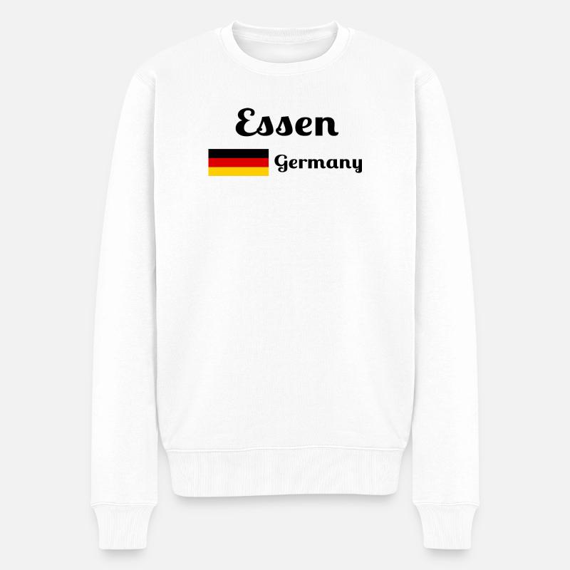 Essen, Deutschland - Stylische Drucke - Männer Premium Bio Pullover - Weiß