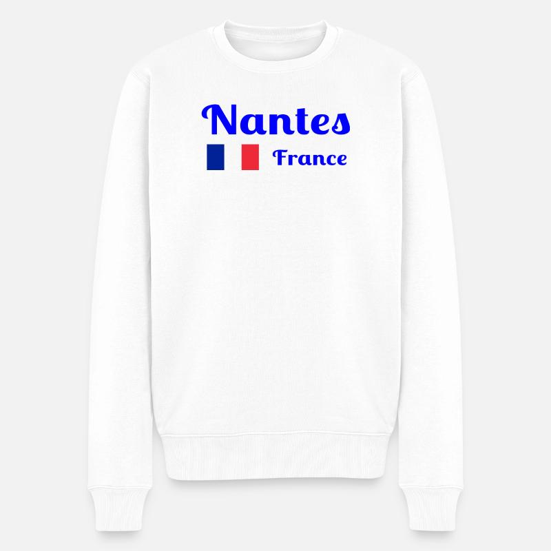 Nantes Frankreich - Stilvolle Drucke - Männer Premium Bio Pullover - Weiß