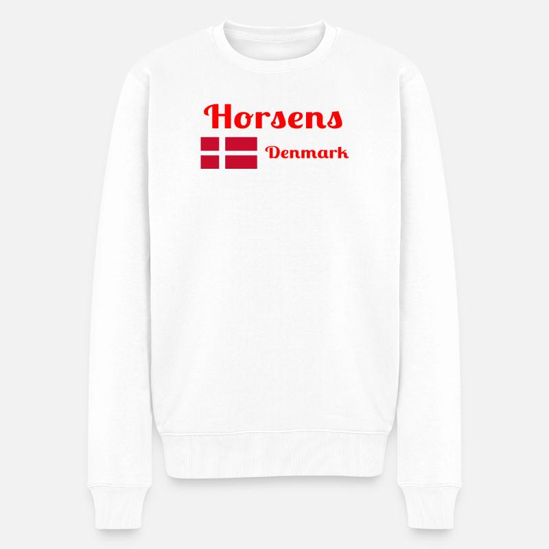 Horsens Dänemark - Stilvolle Drucke - Männer Premium Bio Pullover - Weiß