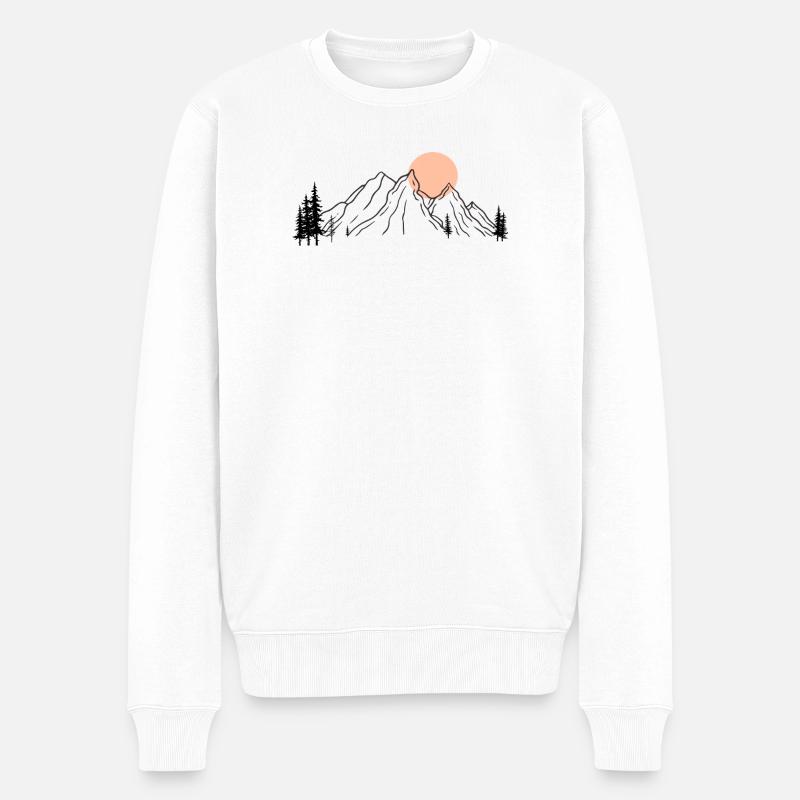 Sonnenbeschienene Bergsilhouette - Männer Premium Bio Pullover - Weiß