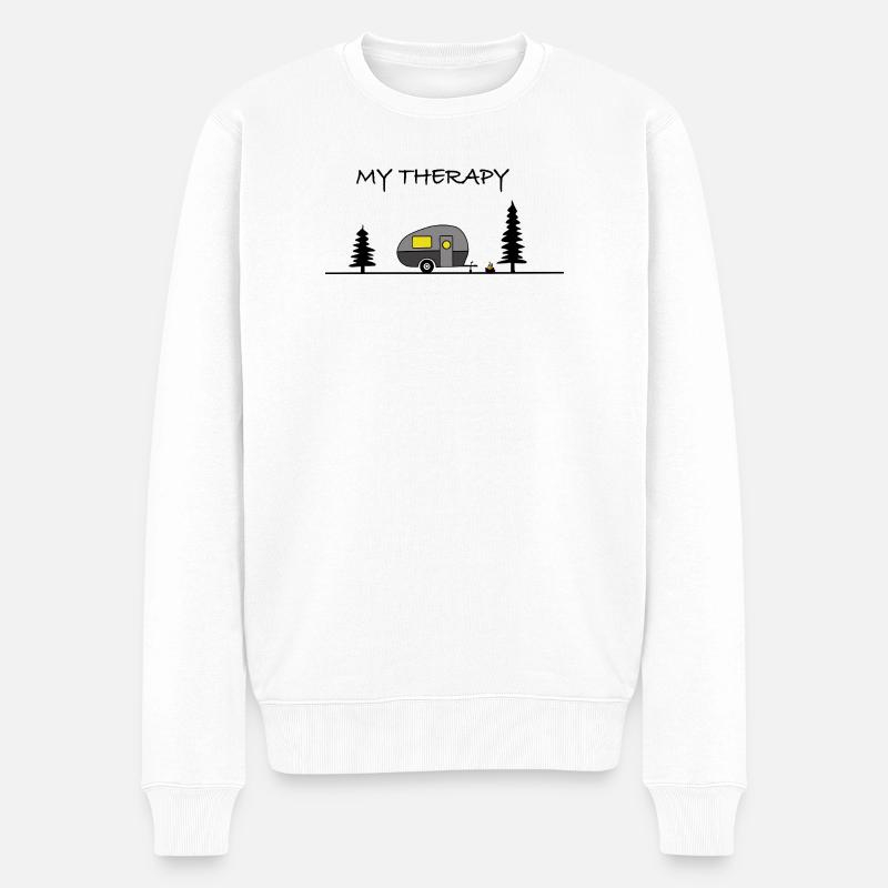 My Therapy - Camping - Männer Premium Bio Pullover - Weiß