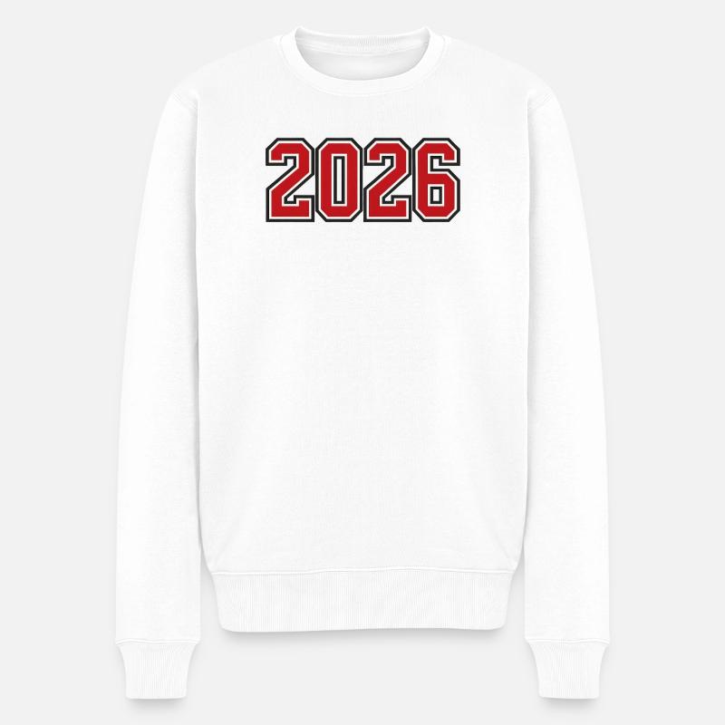 Jahreszahl 2026 im Sportstil - Männer Premium Bio Pullover - Weiß