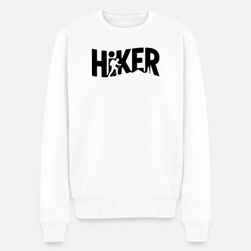 Wanderer Typografie - Wandern Design - Männer Premium Bio Pullover - Weiß