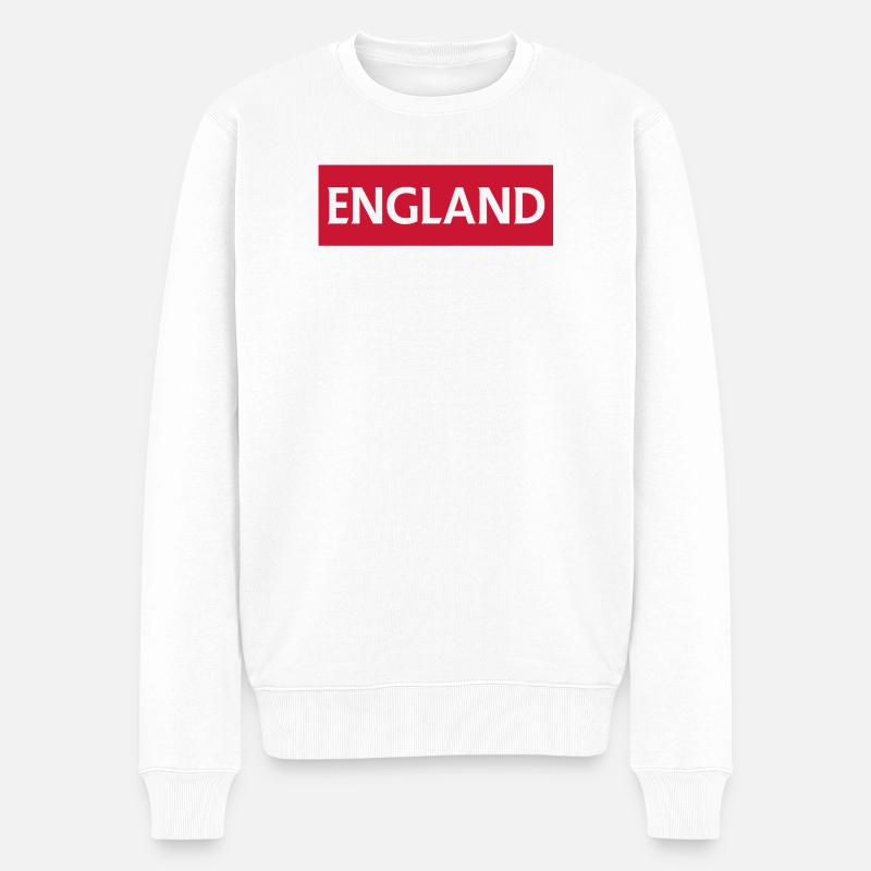 England Flagge mit patriotischem Text - Männer Premium Bio Pullover - Weiß