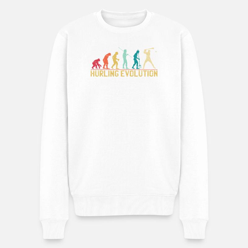 Hurling Evolution Silhouette Design - Männer Premium Bio Pullover - Weiß