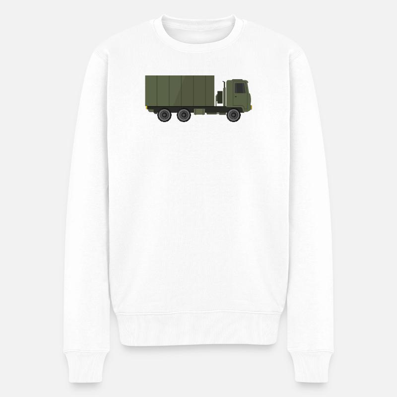 Militär-LKW - Männer Premium Bio Pullover - Weiß
