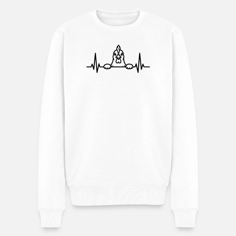 Huhn Herzschlag Cartoon Grafik - Männer Premium Bio Pullover - Weiß