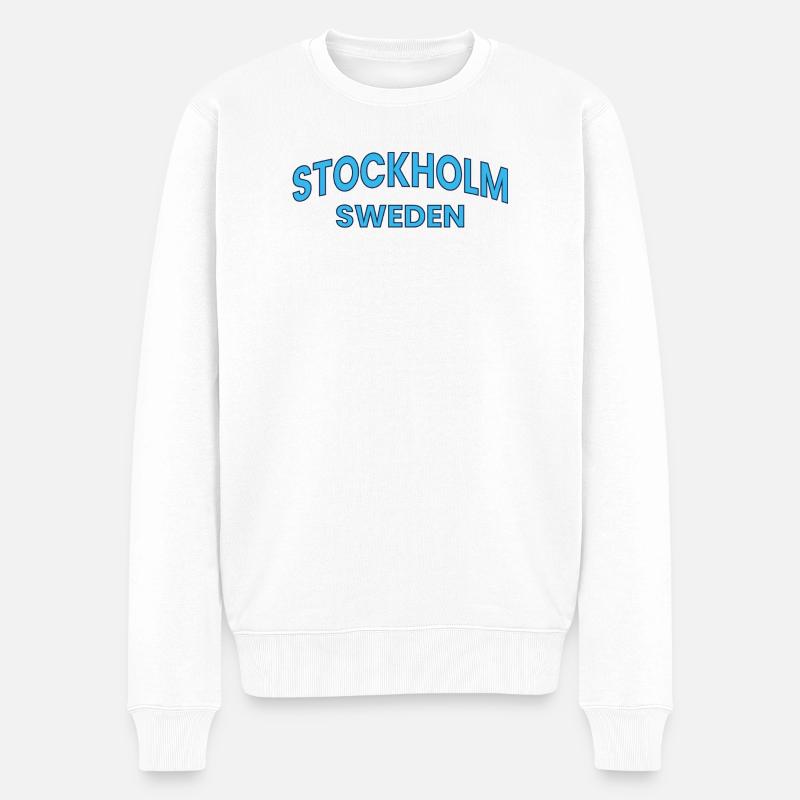 Stockholm-Schweden-Arc-Typografie - Männer Premium Bio Pullover - Weiß