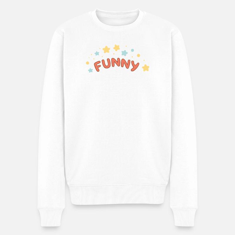 LUSTIGE Pastellstars - Männer Premium Bio Pullover - Weiß