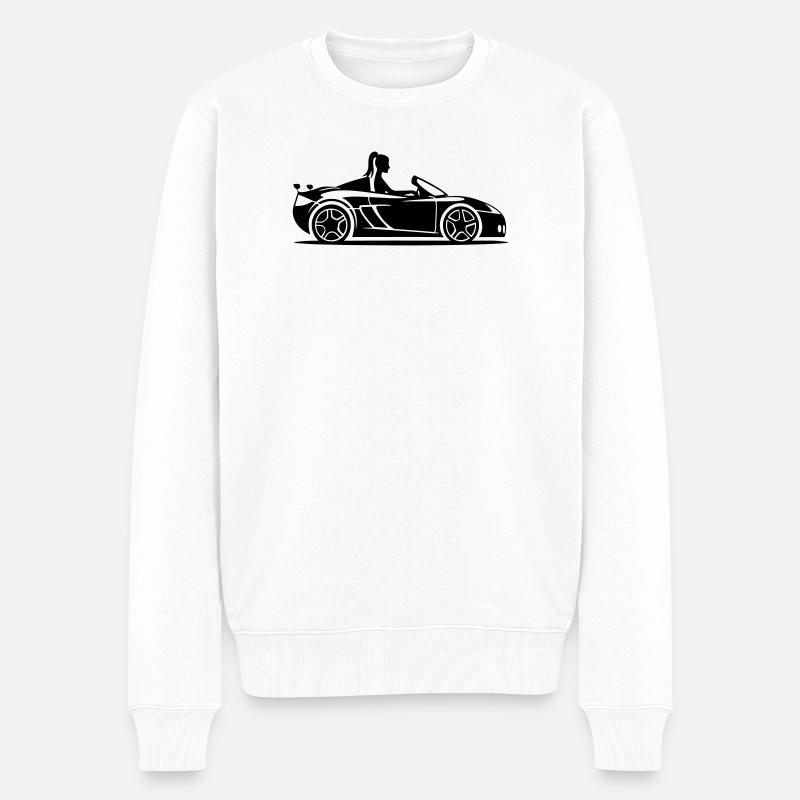 Cabrio Auto Pkw Frau - Männer Premium Bio Pullover - Weiß