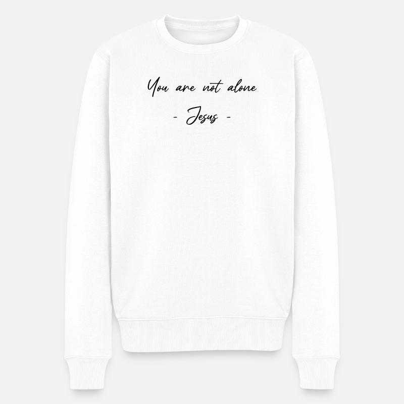 Pas seul – Dieu est là - Pull Premium bio Homme - blanc
