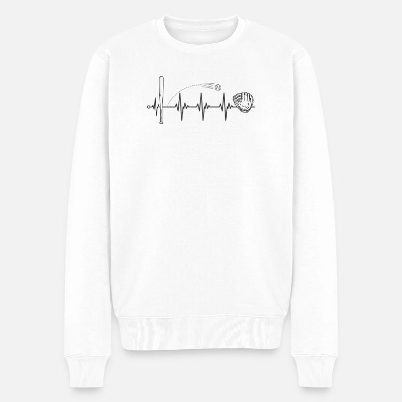 I heart Baseball! - Baseball Heartbeat   - Pull Premium bio Homme - blanc