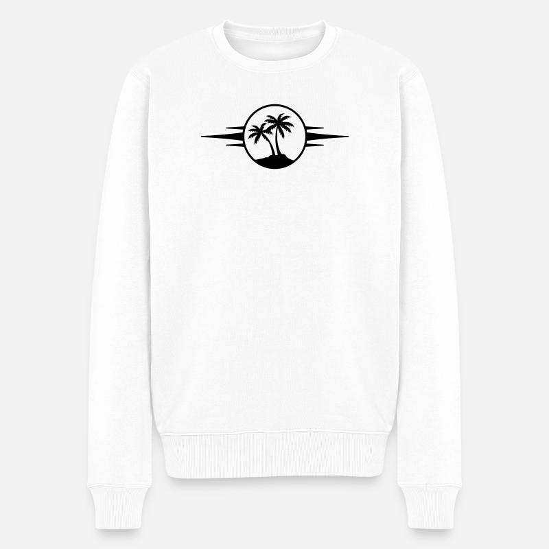 Icône du palmier de l’île - Pull Premium bio Homme - blanc