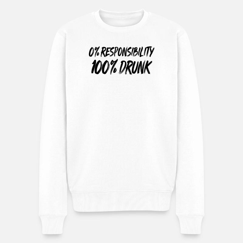 0% Verantwortung, 100% Betrunken - Männer Premium Bio Pullover - Weiß