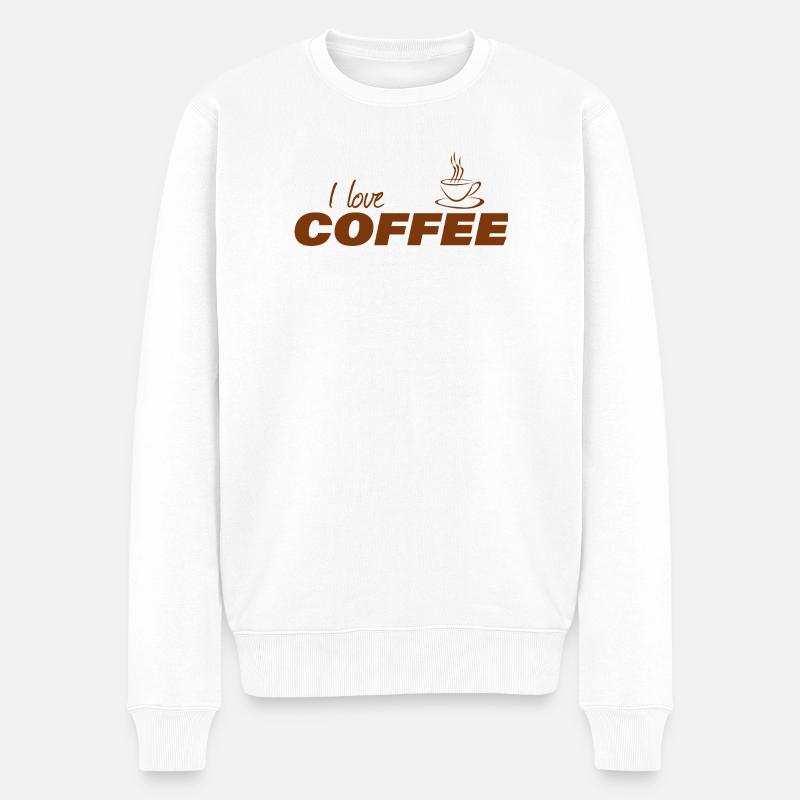 I LOVE COFFEE - Männer Premium Bio Pullover - Weiß