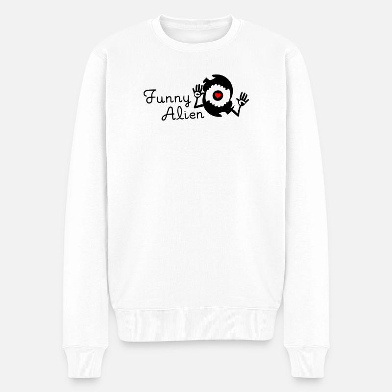 Extraterrestre drôle - Noir - Pull Premium bio Homme - blanc