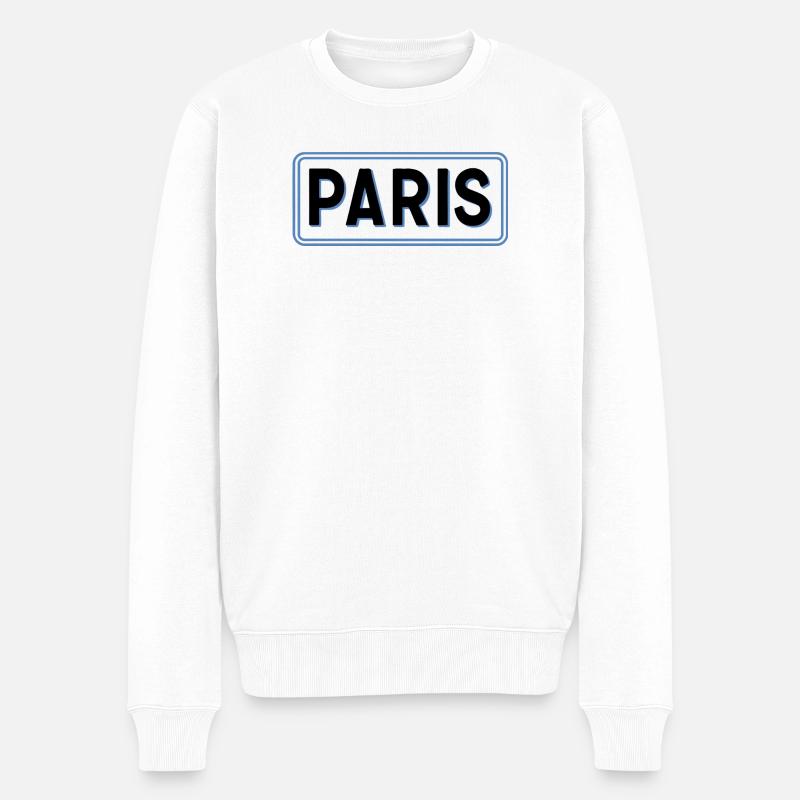 Paris en Silhouette Bleu Linéaire - Pull Premium bio Homme - blanc