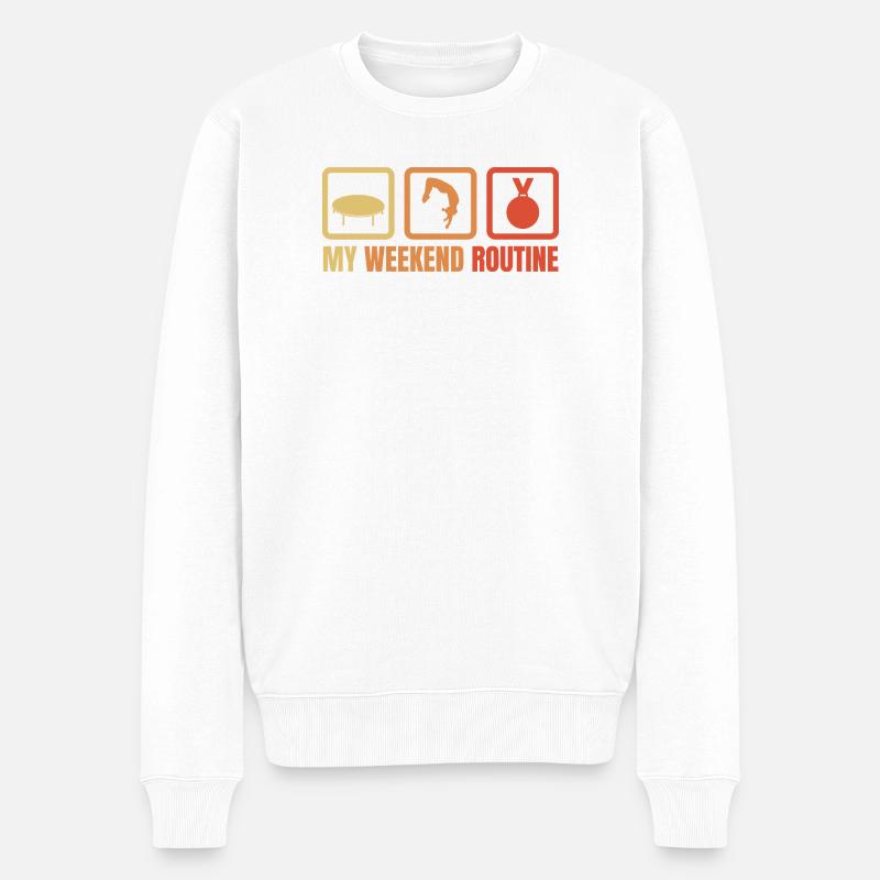 Meine Wochenend Routine - Männer Premium Bio Pullover - Weiß