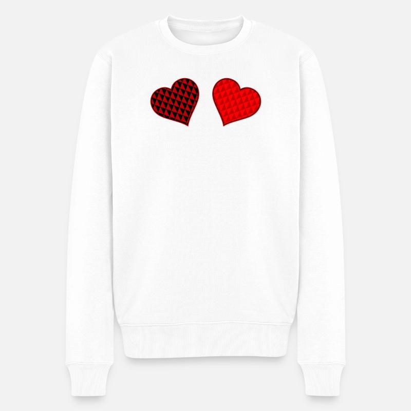 Duo Cœur Géométrique Rouge Noir - Pull Premium bio Homme - blanc