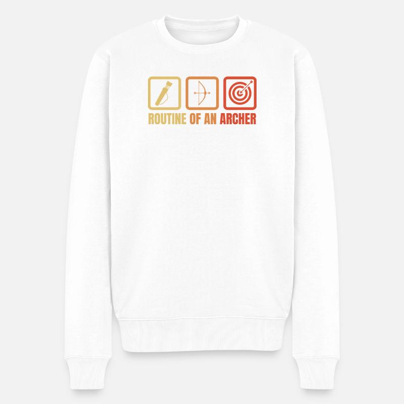 Bogensport Routine - Männer Premium Bio Pullover - Weiß