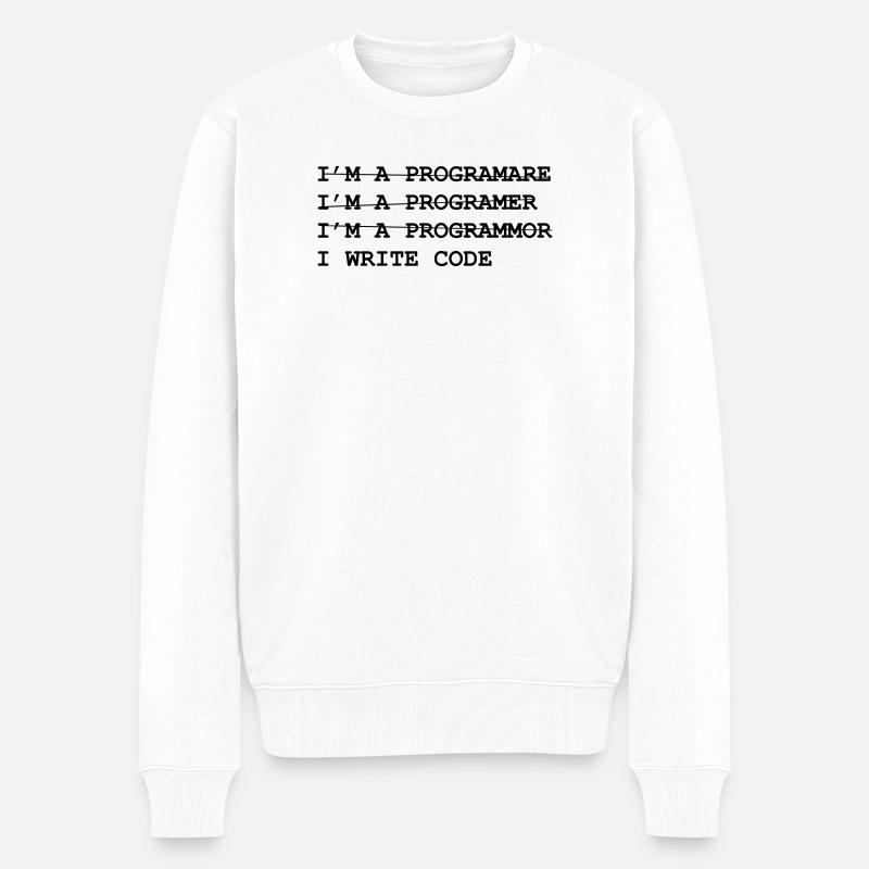 Geek - Männer Premium Bio Pullover - Weiß